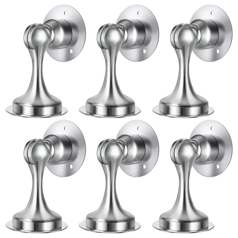 WINONLY Door Stopper, Magnetic Door Stop, Stainless Steel, Magnetic Door Catch, 3M Double-Sided Adhesive Tape, No Drilling, Screws for Stronger Mount, Hold Your Door Open, for Wide Doors (6) - Image 1
